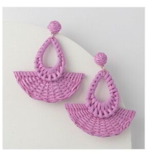Plunder Lavender Woven Teardrop Fan Earrings